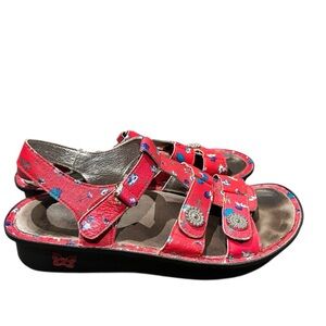 Alegria Kleo Red Bud Floral Strappy Gladiator Sandals Size EU 40 US 9.5/10